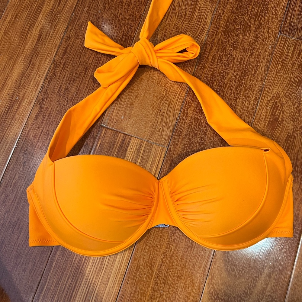 Vibrant Orange Halter Bikini Top